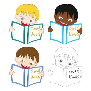 Boy Reading Good Book Stock Illustration