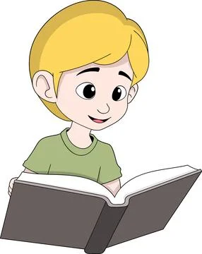 Boy Reading Open Book for Exam Preparation Education Vector Illustration Stock Illustration