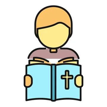 Boy reading scripture, religious education for children イラスト素材