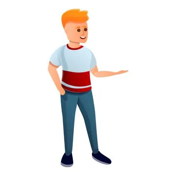 Boy ready for excursion icon, cartoon style Stock Illustration