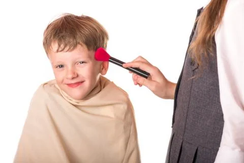 Boy at a reception at the barber Stock Photos