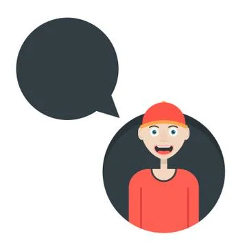 Boy in red baseball cap with speech bubble Stock Illustration