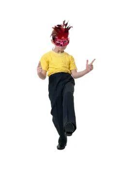 Boy in a red mask Stock Photos