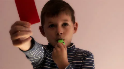 Boy referee shows a red card Video stock 12227735