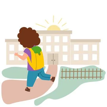 The boy returns after school. The end of the school day. Stock Illustration