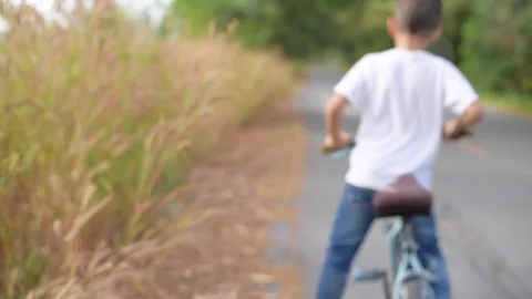 Boy ride bicycle in park Stock-Footage 72882801