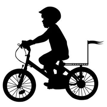 A boy rides a bicycle with flag Stock Illustration