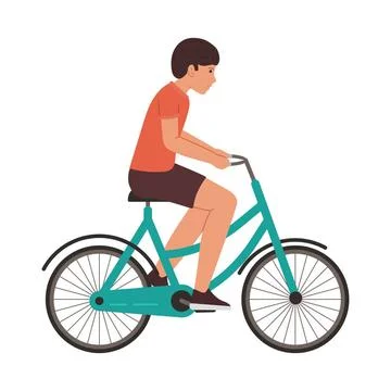 Boy rides a bike vector illustration isolated on white background Boy ride... Stock Photos