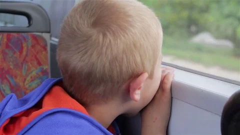 Boy rides the bus Stock Footage 80765693