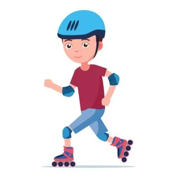 The boy rides on roller skates Stock Illustration
