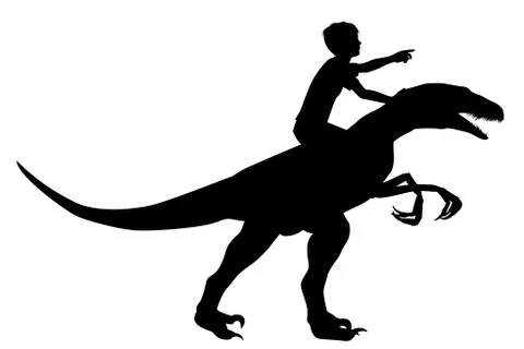 Boy riding raptor Stock-Illustration