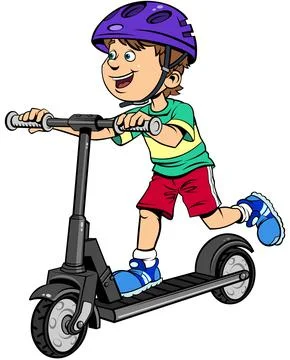 Boy riding a scooter. Stock Illustration