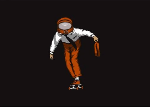 Boy Riding a Skateboard. Vector Design Template. Stock Illustration