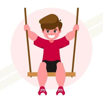 Boy-riding-on-a-swing Illustrazione stock