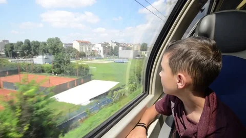 The boy is riding the train Stock Footage 82037735