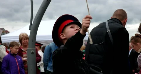 The boy rings the bell Stock Footage 66186205