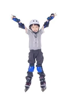 Boy rollerblading Stock Photos