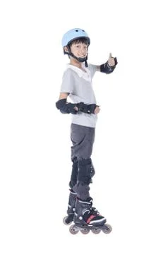 Boy rollerblading Stock Photos