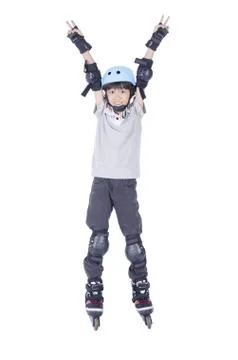 Boy rollerblading Stock Photos