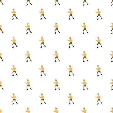 Boy rollerblading seamless repeating pattern background design Stock Illustration