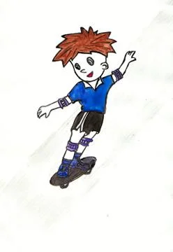 Boy rolling on a skateboard Stock Illustration