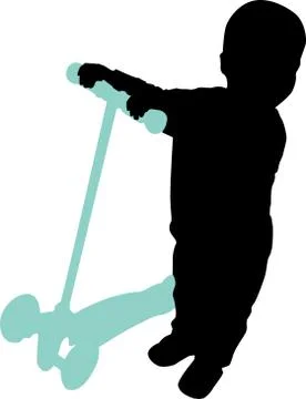 The boy rolls a scooter Stock Illustration
