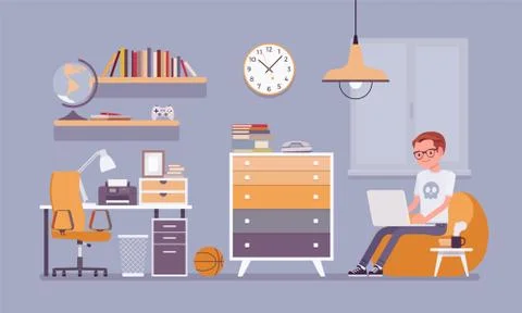 Boy room interior design Stock Illustration