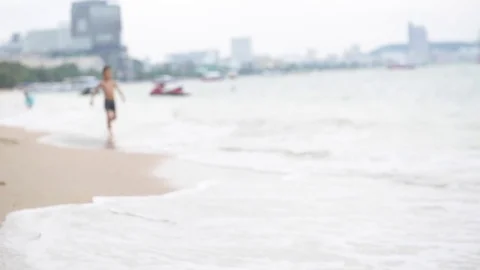 Boy run on the beach Slow Stock-Footage 72485199