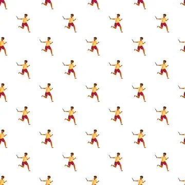 Boy runner holding baton in seamless relay pattern Stock Illustration