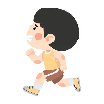 Boy Running in Athletic Wear Stock Illustration