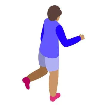 Boy running away isometric icon, kid escaping, child sprinting Stock Illustration