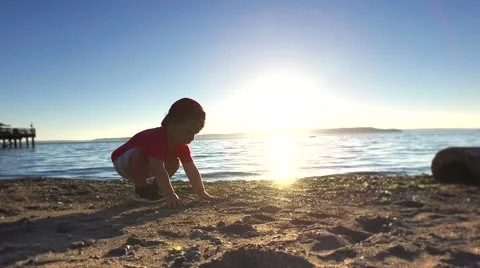 Boy running on the beach. Stock Footage 64727213