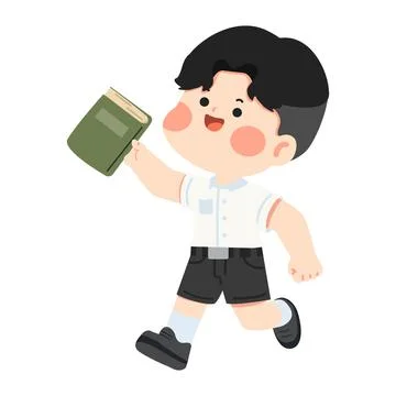 Boy Running With Book Illustration Stock Illustration