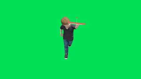 A boy running in elementary school and playing with high -angle handicrafts Video stock 246731149
