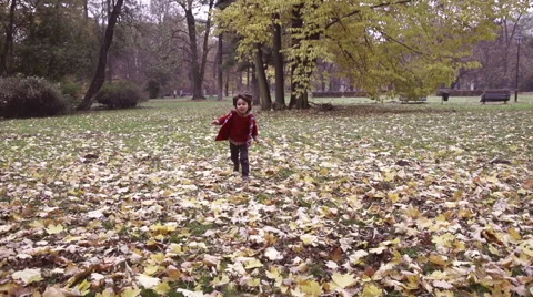 Boy running in the park, steadycam shot, slow motion shot at 240fps Stock Footage 44897472