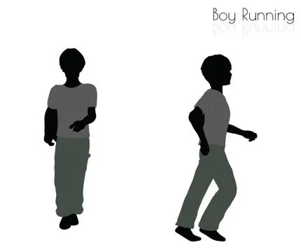 Boy in Running pose on white background Stock Illustration