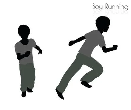 Boy in Running pose on white background Illustrazione stock