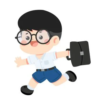 Boy Running With School Bag Stock Illustration