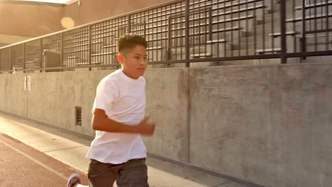 Boy Running On School Track 스톡 동영상 94460920