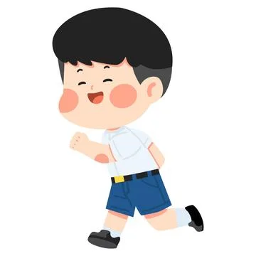 Boy running in school uniform with active energy Stock Illustration