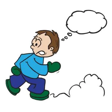 Boy running with thought bubble Stock Illustration