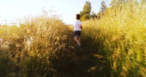 Boy running in the trails Stock Footage 110268295