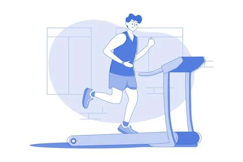 Boy Running On Treadmill Stock Illustration