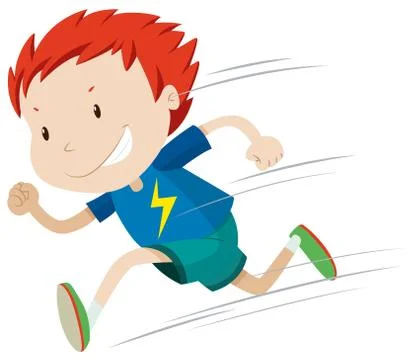 Boy running very fast Stock Illustration