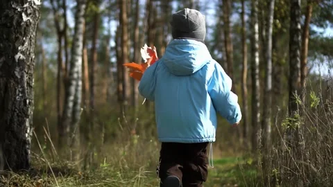 Boy runs through the forest 動画素材 130492481
