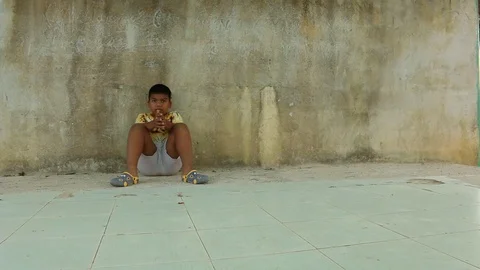 Boy sad alone in the park Stock Footage 73714898