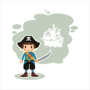 Boy sailor,a pirate Stock Illustration
