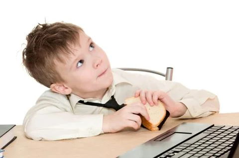 Boy with sandwich Stock Photos
