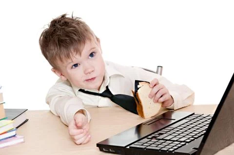 Boy with sandwich Stock Photos