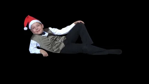 The boy in Santa hat Stock-Footage 69740144